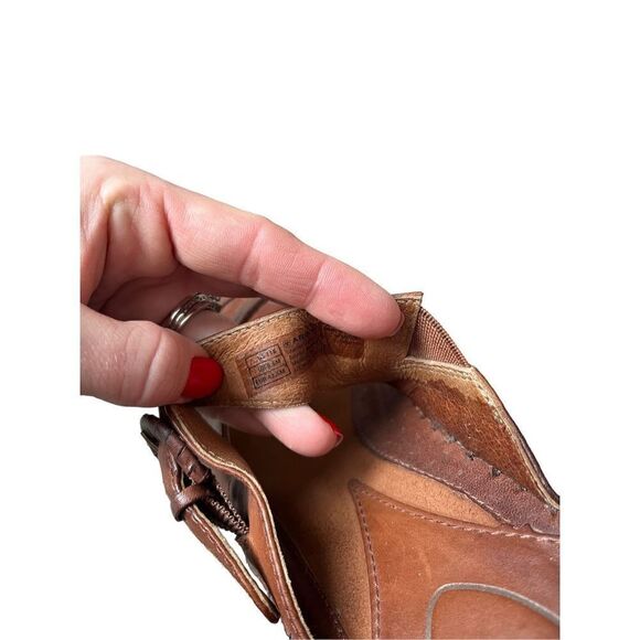 Ariat Leather Block Heel Peep Toe Brown Sandal Size 11B - Picture 4 of 11